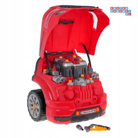 [ZKT.008-978] Warsztat mechanika samochód ciężarowy silnik auto do rozkręcania z pilotem - czerwony