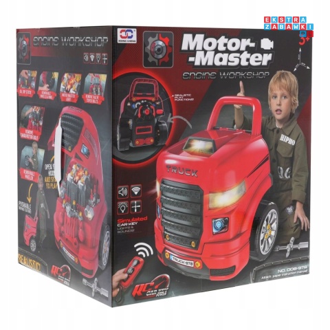 [ZKT.008-978] Warsztat mechanika samochód ciężarowy silnik auto do rozkręcania z pilotem - czerwony