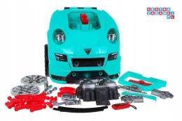 [ZKT.008-977A] Warsztat mechanika samochód sportowy silnik auto do rozkręcania z pilotem - cyjan