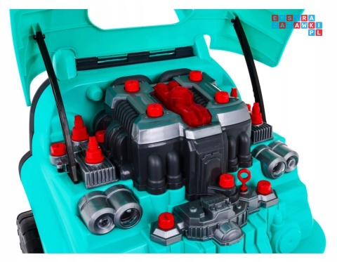 [ZKT.008-977A] Warsztat mechanika samochód sportowy silnik auto do rozkręcania z pilotem - cyjan