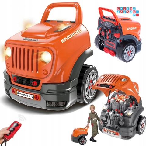 [ZWA.008-979] Warsztat mechanika samochód terenowy silnik auto do rozkręcania z pilotem - pomarańczowy