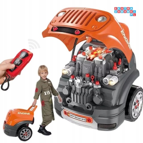 [ZWA.008-979] Warsztat mechanika samochód terenowy silnik auto do rozkręcania z pilotem - pomarańczowy