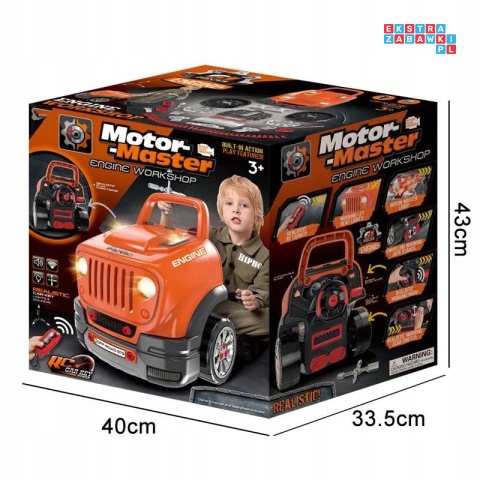 [ZWA.008-979] Warsztat mechanika samochód terenowy silnik auto do rozkręcania z pilotem - pomarańczowy