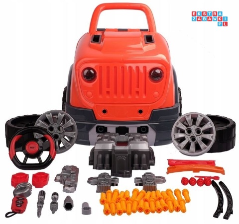 [ZWA.008-979] Warsztat mechanika samochód terenowy silnik auto do rozkręcania z pilotem - pomarańczowy