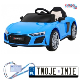[A300] Audi R8 LIFT na akumulator 2x35W 12V/7Ah Pilot EVA MP3 LED - niebieski