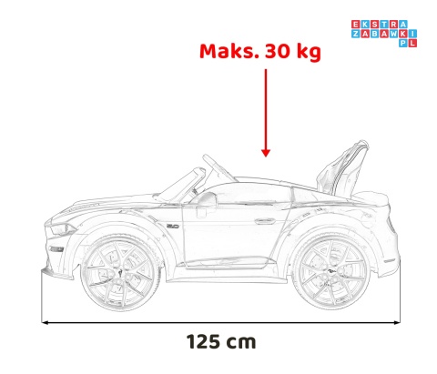[SX2038] Ford Mustang GT na akumulator 2x35W 12V/7Ah Regulacja siedzenia Pilot LED EVA - czerwony
