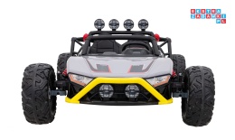 [JS3168] Buggy Racing 5 na akumulator 2x200W 24V/7Ah Pilot Audio LED Wolny Start - szary