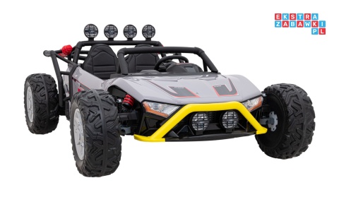 [JS3168] Buggy Racing 5 na akumulator 2x200W 24V/7Ah Pilot Audio LED Wolny Start - szary