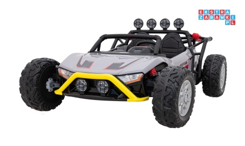 [JS3168] Buggy Racing 5 na akumulator 2x200W 24V/7Ah Pilot Audio LED Wolny Start - szary