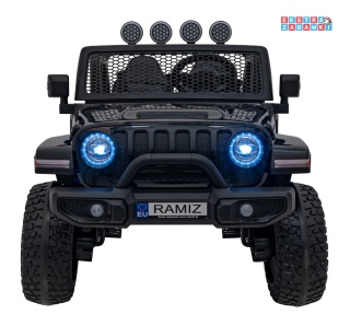 Czarny Terenowe OFF-ROAD 3.0 na akumulator - 4x35W, 12V/14Ah, Pilot, Wolny Start, Audio, LED - [JL213]
