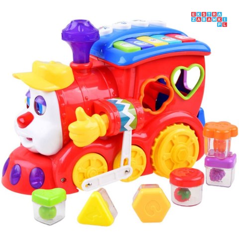 Interaktywna LOKOMOTYWA Sorter + kolorowe klocki Muzyka + światło ZA0104