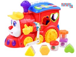 Interaktywna LOKOMOTYWA Sorter + kolorowe klocki Muzyka + światło ZA0104