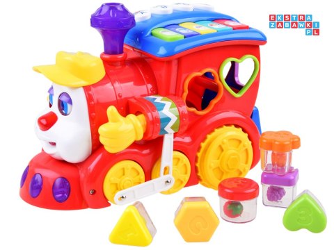 Interaktywna LOKOMOTYWA Sorter + kolorowe klocki Muzyka + światło ZA0104