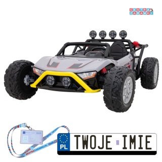 Szare Buggy Racing 5 na akumulator - 2x200W, 24V/7Ah, Pilot, Audio, LED, Wolny Start - [JS3168]
