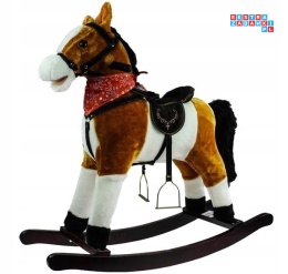 Koń na biegunach duży konik bujany 74 cm dla dzieci dźwięki - jasny brąz