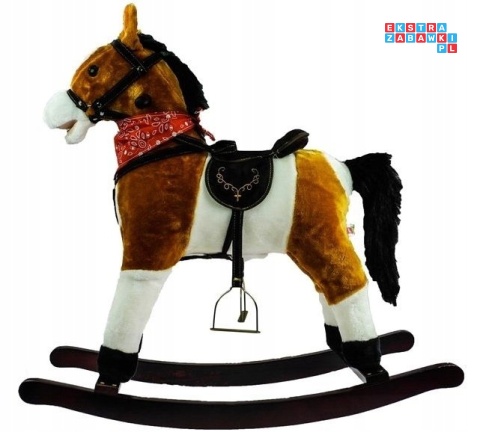 Koń na biegunach duży konik bujany 74 cm dla dzieci dźwięki - jasny brąz