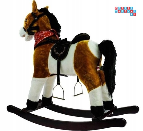 Koń na biegunach duży konik bujany 74 cm dla dzieci dźwięki - jasny brąz