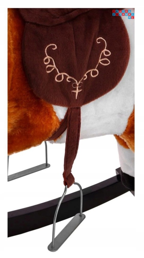 Koń na biegunach duży konik bujany 74 cm dla dzieci dźwięki - jasny brąz