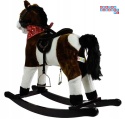 Koń na biegunach duży konik bujany 74 cm dla dzieci dźwięki - ciemny brąz