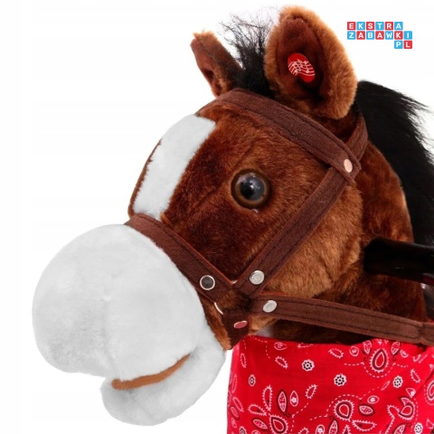 Koń na biegunach duży konik bujany 74 cm dla dzieci dźwięki - ciemny brąz