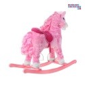 Koń na biegunach duży konik bujany 74 cm dla dzieci dźwięki - różowy