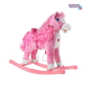 Koń na biegunach duży konik bujany 74 cm dla dzieci dźwięki - różowy