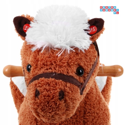 Koń na biegunach miękki fotelik konik bujany 12M+ - mały jasny brąz