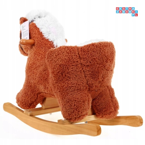 Koń na biegunach miękki fotelik konik bujany 12M+ - mały jasny brąz