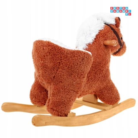 Koń na biegunach miękki fotelik konik bujany 12M+ - mały jasny brąz
