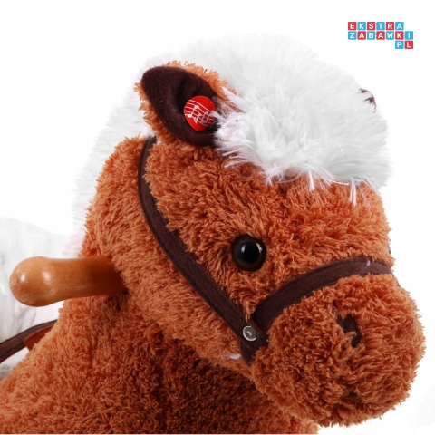 Koń na biegunach miękki fotelik konik bujany 12M+ - mały jasny brąz