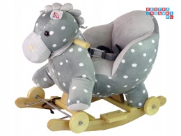 Koń na biegunach miękki fotelik konik bujany 12M+ - mały szary