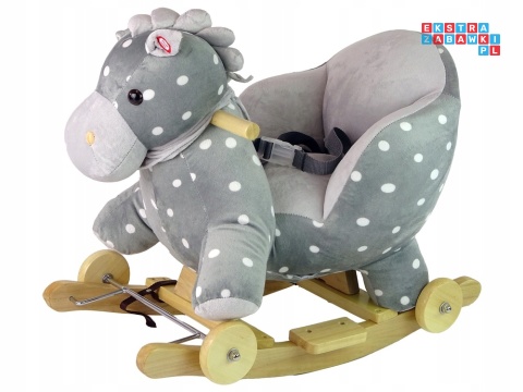 Koń na biegunach miękki fotelik konik bujany 12M+ - mały szary