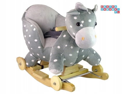 Koń na biegunach miękki fotelik konik bujany 12M+ - mały szary