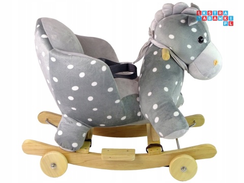 Koń na biegunach miękki fotelik konik bujany 12M+ - mały szary