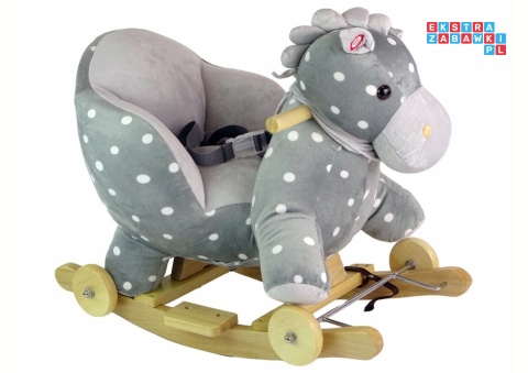 Koń na biegunach miękki fotelik konik bujany 12M+ - mały szary