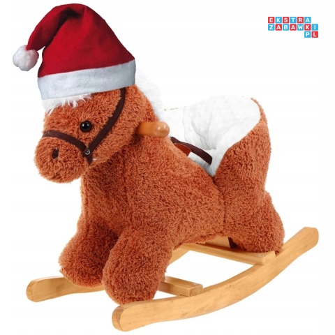 Koń na biegunach miękki fotelik konik bujany 12M+ - mały jasny brąz