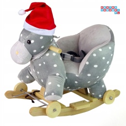 Koń na biegunach miękki fotelik konik bujany 12M+ - mały szary