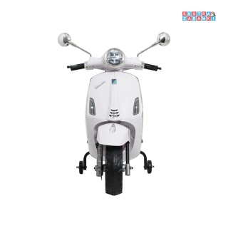 Biały Skuter Vespa ROMA na akumulator - 2x35W, 12V/7Ah, EVA, wolny start, ekoskóra, Bluetooth - [LQ-051]