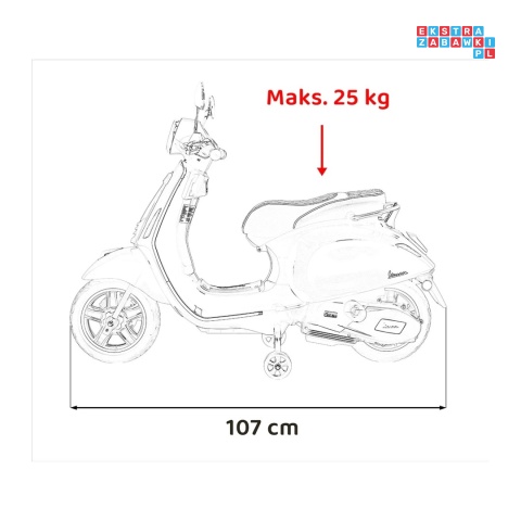 [LQ-051] Skuter Vespa ROMA na akumulator 2x35W 12V/7Ah EVA wolny start ekoskóra Bluetooth - miętowy