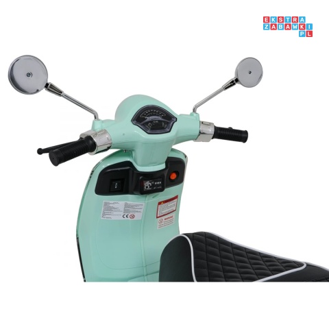 [LQ-051] Skuter Vespa ROMA na akumulator 2x35W 12V/7Ah EVA wolny start ekoskóra Bluetooth - miętowy