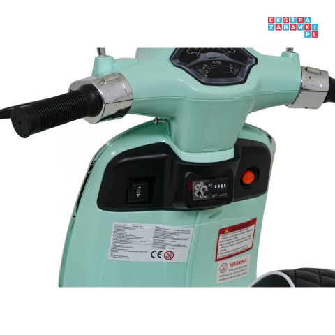 [LQ-051] Skuter Vespa ROMA na akumulator 2x35W 12V/7Ah EVA wolny start ekoskóra Bluetooth - miętowy