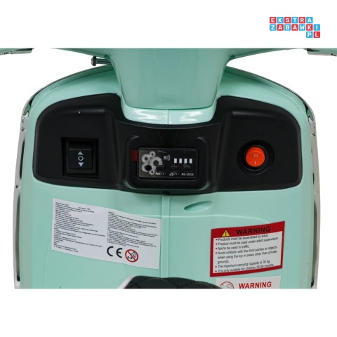 [LQ-051] Skuter Vespa ROMA na akumulator 2x35W 12V/7Ah EVA wolny start ekoskóra Bluetooth - miętowy