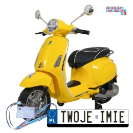 [LQ-051] Skuter Vespa ROMA na akumulator 2x35W 12V/7Ah EVA wolny start ekoskóra Bluetooth - żółty