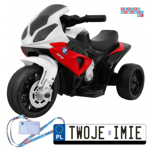 [JT5188] Motocykl BMW S1000 RR Mini trójkołowy na akumulator 6V/4Ah Dźwięki LED - czerwony