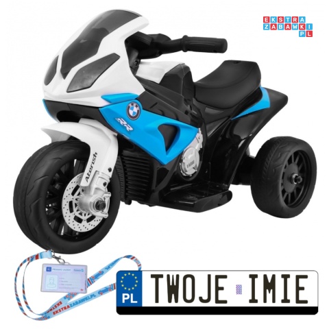 [JT5188] Motocykl BMW S1000 RR Mini trójkołowy na akumulator 6V/4Ah Dźwięki LED - niebieski