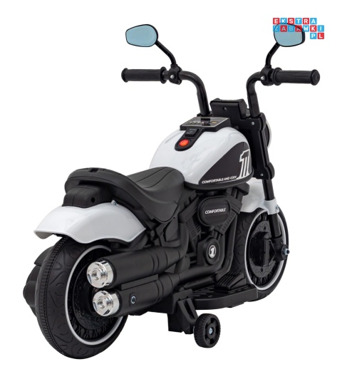 [AHL008] Motorek Chopper FASTER na akumulator 1x20W 6V/4.5Ah Radio FM Panel audio LED - biały