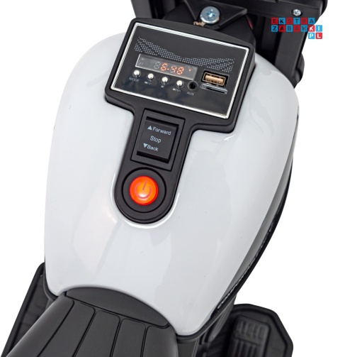 [AHL008] Motorek Chopper FASTER na akumulator 1x20W 6V/4.5Ah Radio FM Panel audio LED - biały