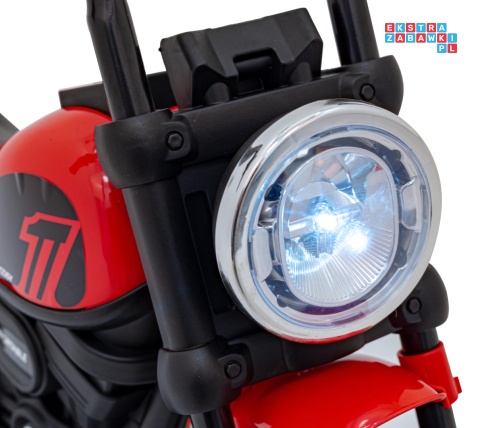 [AHL008] Motorek Chopper FASTER na akumulator 1x20W 6V/4.5Ah Radio FM Panel audio LED - czerwony