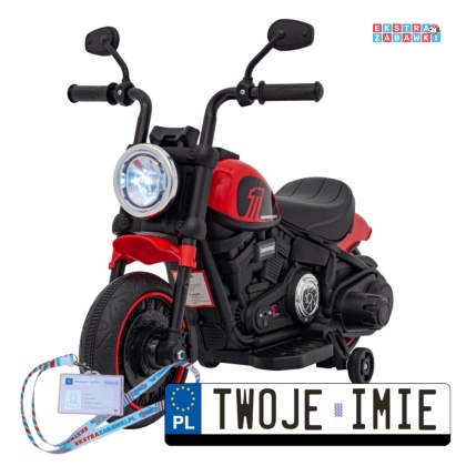 Czerwony Motorek Chopper FASTER na akumulator - 1x20W 6V/4.5Ah, Radio FM, Panel audio, LED - [AHL008]