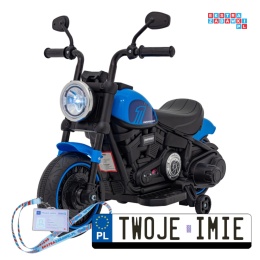 [AHL008] Motorek Chopper FASTER na akumulator 1x20W 6V/4.5Ah Radio FM Panel audio LED - niebieski